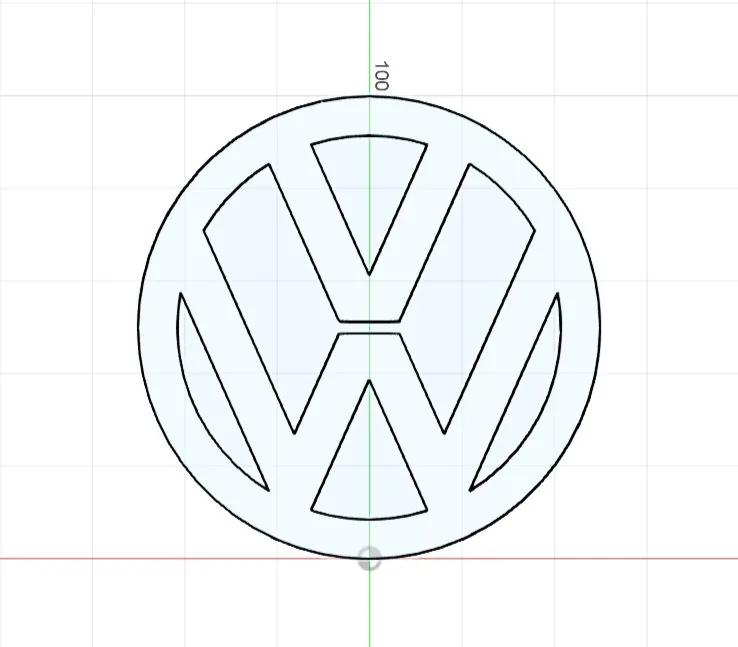 Diseño vectorial en Fusion 360 de un emblema circular de coche para imprimir en 3D