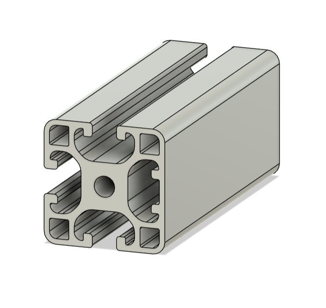 Modelo 3D renderizado en Fusion 360 de un perfil de aluminio estructural