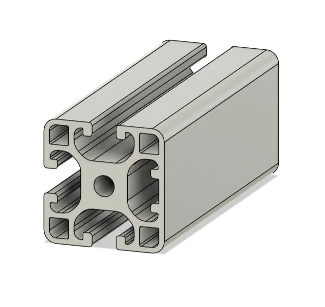 Modelo 3D renderizado en Fusion 360 de un perfil de aluminio estructural