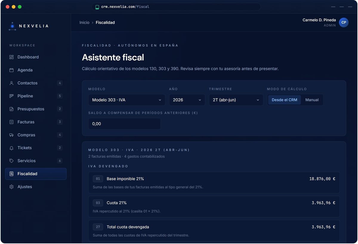 Asistente fiscal de Nexvelia One calculando el modelo 303 de IVA