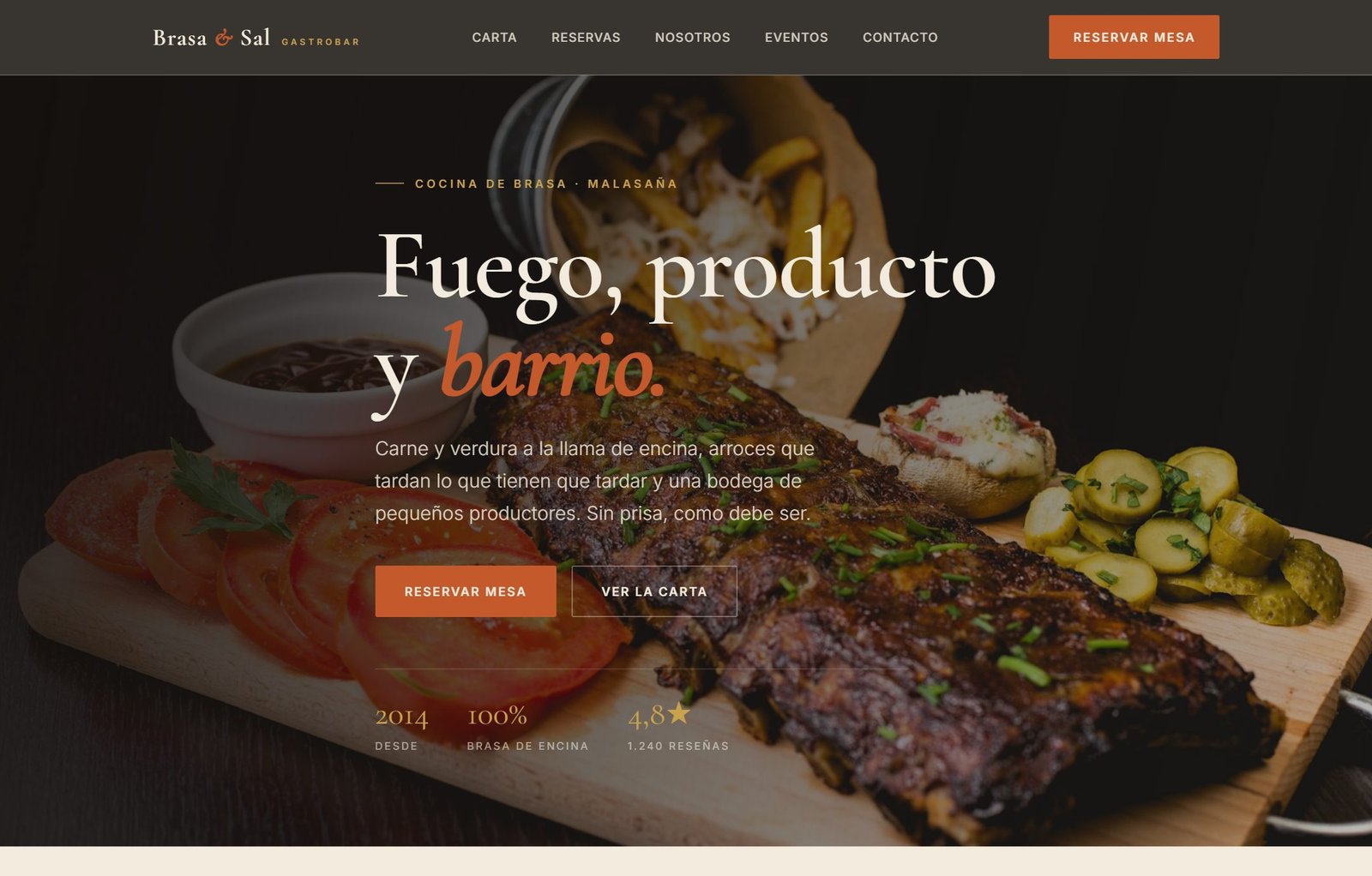 Web del gastrobar Brasa & Sal
