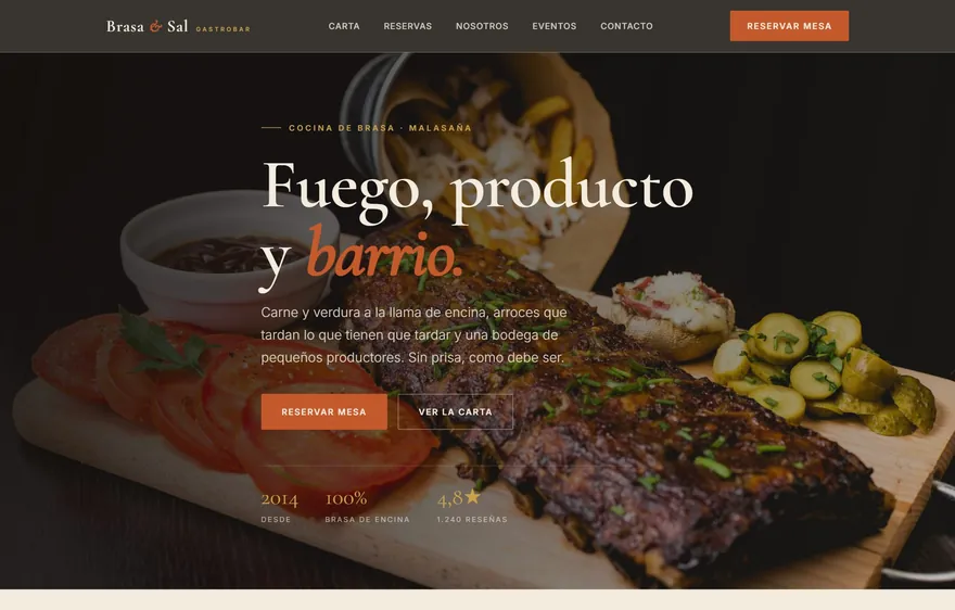 Web del gastrobar Brasa & Sal
