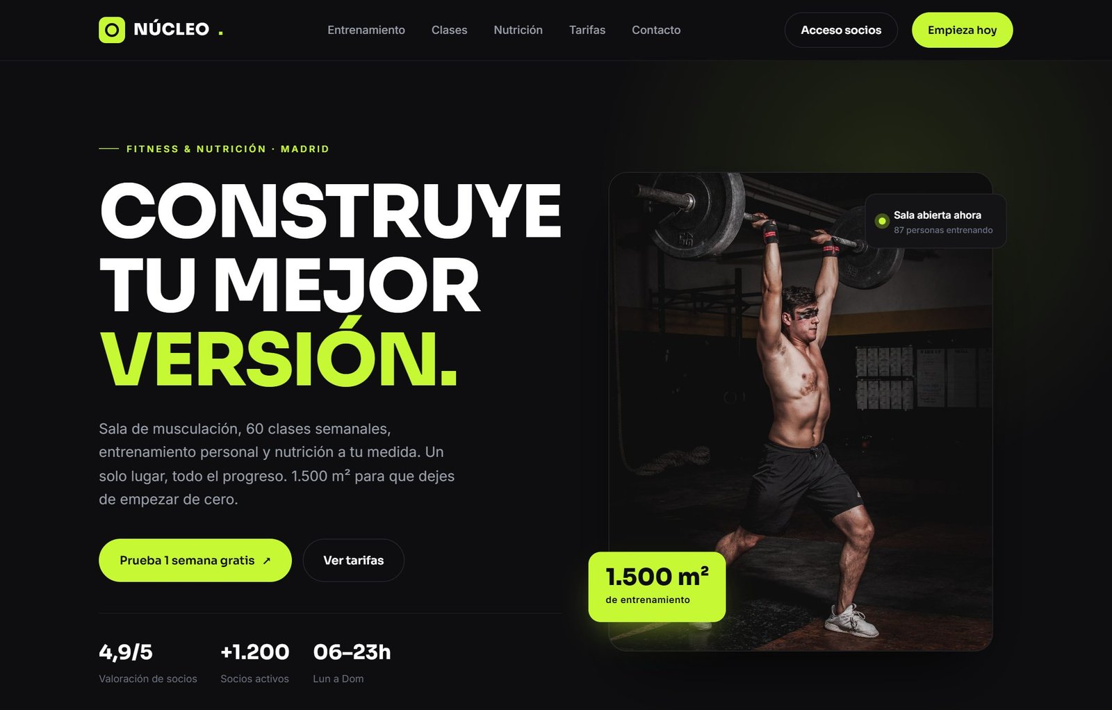 Web del gimnasio Núcleo
