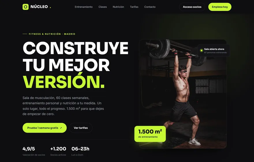 Web del gimnasio Núcleo